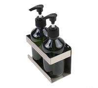 KHIronHive Wall Mounted Manual Soap Dispenser With Holder 300ML Pump Bottle For Shampoo Or Shower Gel Space Saving For Bathroom Or Kitchen Stainless Steel(2 Bottles)