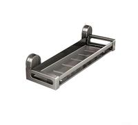 KHIronHive Wall-Mounted Shower Shelf with Removable Suction Cup No Drilling Required Waterproof Bathroom Storage Rack with Drainage Holes for Wet Areas Grey Finish(30cm without rod)