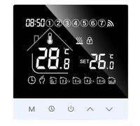KHIronHive WiFi Smart Programmable Thermostat For Tuya App, Voice Control Floor Heating, 5+1+2 Day Schedule, LCD Touchscreen, 100-240V, 16A/3A Load, Black Or White(S4-GA-WIFI)