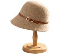 KHIronHive Women Wool Blend Bucket Hat with Belt Buckle Warm Winter | Wool-blend fabric, soft structured silhouette, for premium warmth, sophisticated autumn-winter style, for versatile solid