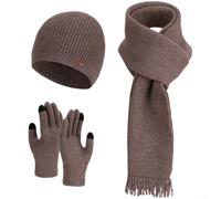 KHIronHive Women's Winter Knit Hat Scarf and Gloves Set Warm Windproof | Acrylic for beanie with Conductive Gloves Stretchy for Fit for Cold Weather Outdoor Activities