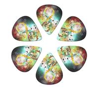 KHiry 6 Pack Guitar Picks Plectrums with Organizer Storage Box Abstract Music Symbol Bass Picks for Electric Ukulele Picks for Acoustic Guitars 0.46mm