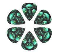 KHiry 6 Pack Guitar Picks Plectrums with Organizer Storage Box Aliens Bass Picks for Electric Ukulele Picks for Acoustic Guitars 0.46mm