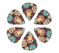 KHiry 6 Pack Guitar Picks Plectrums with Organizer Storage Box Anime Owl Bass Picks for Electric Ukulele Picks for Acoustic Guitars 0.71mm