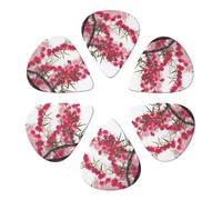 KHiry 6 Pack Guitar Picks Plectrums with Organizer Storage Box Bamboo and Cherry blossoms Tree1 Bass Picks for Electric Ukulele Picks for Acoustic Guitars 0.71mm
