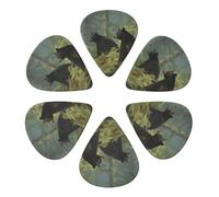 KHiry 6 Pack Guitar Picks Plectrums with Organizer Storage Box Black Bears Bass Picks for Electric Ukulele Picks for Acoustic Guitars 0.46mm