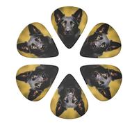 KHiry 6 Pack Guitar Picks Plectrums with Organizer Storage Box Black german shepherd dog Bass Picks for Electric Ukulele Picks for Acoustic Guitars 0.96mm