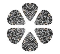 KHiry 6 Pack Guitar Picks Plectrums with Organizer Storage Box Black White Pattern Bass Picks for Electric Ukulele Picks for Acoustic Guitars 0.71mm