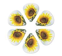 KHiry 6 Pack Guitar Picks Plectrums with Organizer Storage Box Bloom Sunflower Bass Picks for Electric Ukulele Picks for Acoustic Guitars 0.96mm