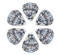 KHiry 6 Pack Guitar Picks Plectrums with Organizer Storage Box Blue eyed snow leopard Bass Picks for Electric Ukulele Picks for Acoustic Guitars 0.96mm