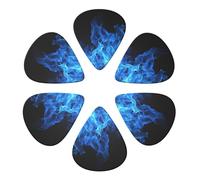 KHiry 6 Pack Guitar Picks Plectrums with Organizer Storage Box Blue Flame Bass Picks for Electric Ukulele Picks for Acoustic Guitars 0.71mm