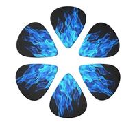 KHiry 6 Pack Guitar Picks Plectrums with Organizer Storage Box Blue Flame Bass Picks for Electric Ukulele Picks for Acoustic Guitars 0.46mm