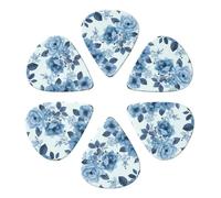 KHiry 6 Pack Guitar Picks Plectrums with Organizer Storage Box Blue Flower Floral Pattern Roses1 Bass Picks for Electric Ukulele Picks for Acoustic Guitars 0.71mm
