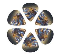 KHiry 6 Pack Guitar Picks Plectrums with Organizer Storage Box Blue Ring Octopus Bass Picks for Electric Ukulele Picks for Acoustic Guitars 0.71mm