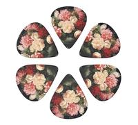 KHiry 6 Pack Guitar Picks Plectrums with Organizer Storage Box Bowl with Peonies and Rose Bass Picks for Electric Ukulele Picks for Acoustic Guitars 0.46mm