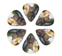 KHiry 6 Pack Guitar Picks Plectrums with Organizer Storage Box Brown tabby kitten Bass Picks for Electric Ukulele Picks for Acoustic Guitars 0.96mm