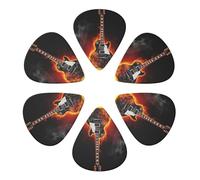 KHiry 6 Pack Guitar Picks Plectrums with Organizer Storage Box burning guitar Bass Picks for Electric Ukulele Picks for Acoustic Guitars 0.71mm