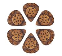 KHiry 6 Pack Guitar Picks Plectrums with Organizer Storage Box Chocolate Cookie Bass Picks for Electric Ukulele Picks for Acoustic Guitars 0.71mm