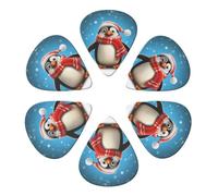 KHiry 6 Pack Guitar Picks Plectrums with Organizer Storage Box Christmas Funny Penguin Bass Picks for Electric Ukulele Picks for Acoustic Guitars 0.46mm