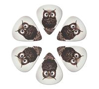 KHiry 6 Pack Guitar Picks Plectrums with Organizer Storage Box coffee bean owl Bass Picks for Electric Ukulele Picks for Acoustic Guitars 0.71mm