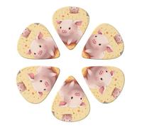 KHiry 6 Pack Guitar Picks Plectrums with Organizer Storage Box Colorful Cute Pig Bass Picks for Electric Ukulele Picks for Acoustic Guitars 0.96mm