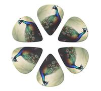 KHiry 6 Pack Guitar Picks Plectrums with Organizer Storage Box Colorful Peacock Bass Picks for Electric Ukulele Picks for Acoustic Guitars 0.46mm