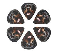 KHiry 6 Pack Guitar Picks Plectrums with Organizer Storage Box Cool Rottweiler Dog Art Bass Picks for Electric Ukulele Picks for Acoustic Guitars 0.71mm