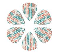 KHiry 6 Pack Guitar Picks Plectrums with Organizer Storage Box Coral and Teal Arrows Bass Picks for Electric Ukulele Picks for Acoustic Guitars 0.71mm