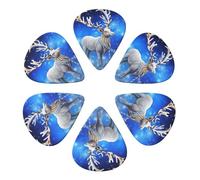 KHiry 6 Pack Guitar Picks Plectrums with Organizer Storage Box Crystal Reindeer Christmas Bass Picks for Electric Ukulele Picks for Acoustic Guitars 0.96mm