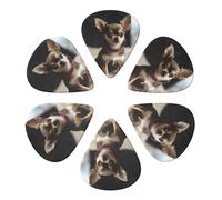 KHiry 6 Pack Guitar Picks Plectrums with Organizer Storage Box Cute chihuahua Bass Picks for Electric Ukulele Picks for Acoustic Guitars 0.71mm