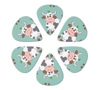 KHiry 6 Pack Guitar Picks Plectrums with Organizer Storage Box Cute Cow Bass Picks for Electric Ukulele Picks for Acoustic Guitars 0.46mm