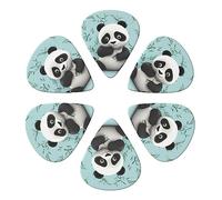 KHiry 6 Pack Guitar Picks Plectrums with Organizer Storage Box Cute Pandas2 Bass Picks for Electric Ukulele Picks for Acoustic Guitars 0.96mm
