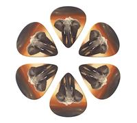 KHiry 6 Pack Guitar Picks Plectrums with Organizer Storage Box Cute Wild Elephant Bass Picks for Electric Ukulele Picks for Acoustic Guitars 0.71mm