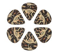KHiry 6 Pack Guitar Picks Plectrums with Organizer Storage Box Dinosaur Skeleton Print Bass Picks for Electric Ukulele Picks for Acoustic Guitars 0.71mm