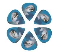 KHiry 6 Pack Guitar Picks Plectrums with Organizer Storage Box Dolphin with a Smile Bass Picks for Electric Ukulele Picks for Acoustic Guitars 0.71mm