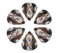 KHiry 6 Pack Guitar Picks Plectrums with Organizer Storage Box English Bulldogs Bass Picks for Electric Ukulele Picks for Acoustic Guitars 0.46mm