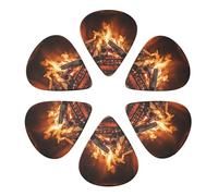 KHiry 6 Pack Guitar Picks Plectrums with Organizer Storage Box Firewood Large Fireplace Bass Picks for Electric Ukulele Picks for Acoustic Guitars 0.46mm