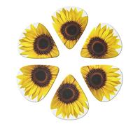 KHiry 6 Pack Guitar Picks Plectrums with Organizer Storage Box Flower Sunflower Bass Picks for Electric Ukulele Picks for Acoustic Guitars 0.71mm
