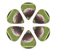 KHiry 6 Pack Guitar Picks Plectrums with Organizer Storage Box Football Green Grass Bass Picks for Electric Ukulele Picks for Acoustic Guitars 0.46mm