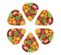 KHiry 6 Pack Guitar Picks Plectrums with Organizer Storage Box Fruit Rainbow Bass Picks for Electric Ukulele Picks for Acoustic Guitars 0.96mm