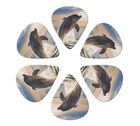 KHiry 6 Pack Guitar Picks Plectrums with Organizer Storage Box Funny Animal Dolphin Bass Picks for Electric Ukulele Picks for Acoustic Guitars 0.46mm
