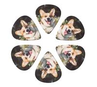 KHiry 6 Pack Guitar Picks Plectrums with Organizer Storage Box Happy Corgi Dog Bass Picks for Electric Ukulele Picks for Acoustic Guitars 0.46mm