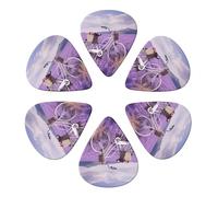 KHiry 6 Pack Guitar Picks Plectrums with Organizer Storage Box Lavender Field Bike Bass Picks for Electric Ukulele Picks for Acoustic Guitars 0.96mm
