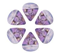 KHiry 6 Pack Guitar Picks Plectrums with Organizer Storage Box Lavender Field Bike Bass Picks for Electric Ukulele Picks for Acoustic Guitars 0.96mm