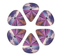 KHiry 6 Pack Guitar Picks Plectrums with Organizer Storage Box Lavender fields Bass Picks for Electric Ukulele Picks for Acoustic Guitars 0.71mm