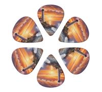 KHiry 6 Pack Guitar Picks Plectrums with Organizer Storage Box Lighthouse at Sunset Bass Picks for Electric Ukulele Picks for Acoustic Guitars 0.96mm