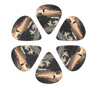 KHiry 6 Pack Guitar Picks Plectrums with Organizer Storage Box Lighthouse Landscape Bass Picks for Electric Ukulele Picks for Acoustic Guitars 0.96mm