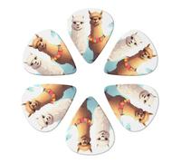 KHiry 6 Pack Guitar Picks Plectrums with Organizer Storage Box Llama Alpaca Bass Picks for Electric Ukulele Picks for Acoustic Guitars 0.71mm
