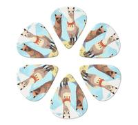KHiry 6 Pack Guitar Picks Plectrums with Organizer Storage Box Llama And Alpaca Bass Picks for Electric Ukulele Picks for Acoustic Guitars 0.71mm