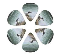 KHiry 6 Pack Guitar Picks Plectrums with Organizer Storage Box Loon Nature Birds Bass Picks for Electric Ukulele Picks for Acoustic Guitars 0.46mm